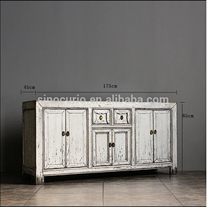 chinese antique style white wooden storage cabinet sideboard