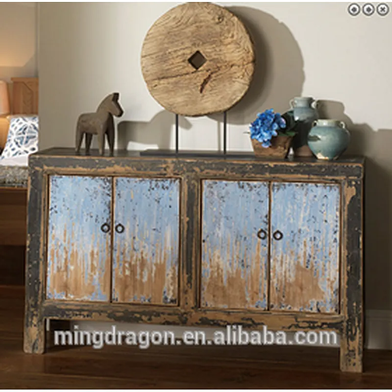 Distressed antique chinese wooden console sideboard