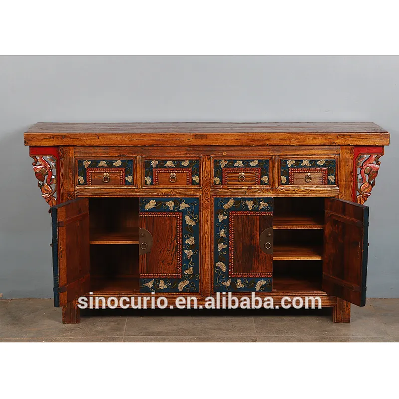 Chinese Antique Wooden Carved Sideboard Buffet
