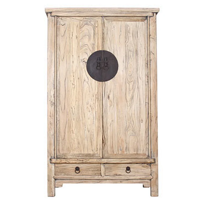 Solid Wood Storage Closet Antique Glossy Lacquered Clothes Cabinet Wardrobe