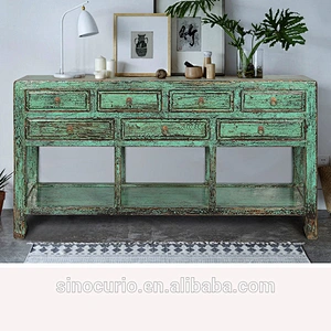 Factory Antique Chinese Wooden Painted Cabinet With Drawers