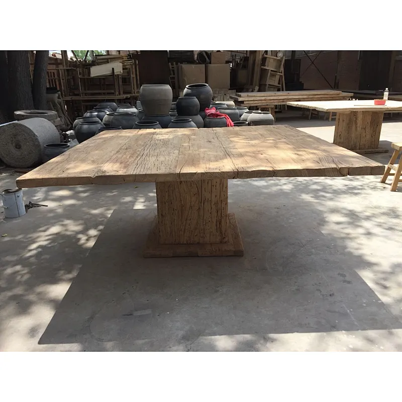 Chinese recycle antique vintage reclaimed solid wood natural dining table