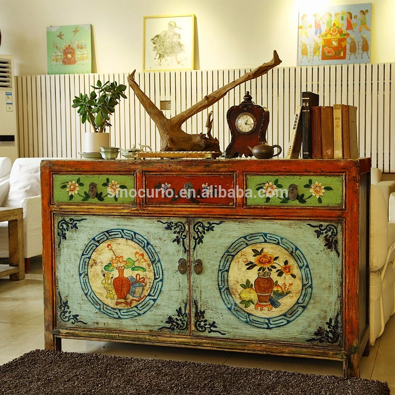 Chinese Antique furniture living room sideboard cabinet hand painting