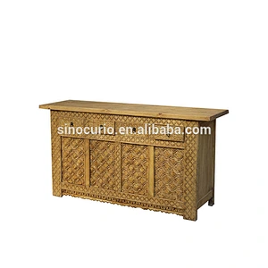 China artistic hand carved furniture cabinets antique Chinese shrine cabinet reclaimed wood sideboard