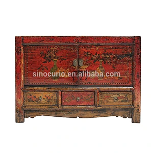 Chinese Antique Original Shanxi Hand Painted Cabinet Asian Furniture