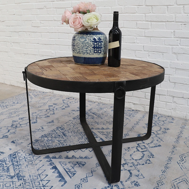 Rustic vintage antique industrial metal wooden coffee table