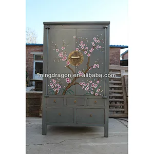 Chinese antique wooden big painting wardrobe