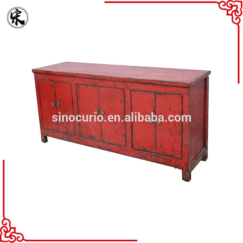 Antique Chinese Reproduction Buffet cabinet red sideboard