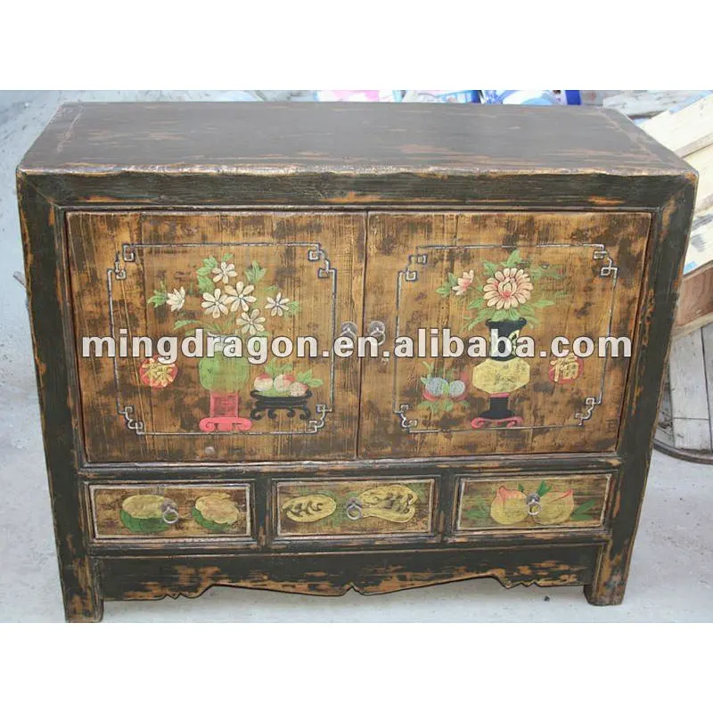 chinese antique two door three drawer cabinet