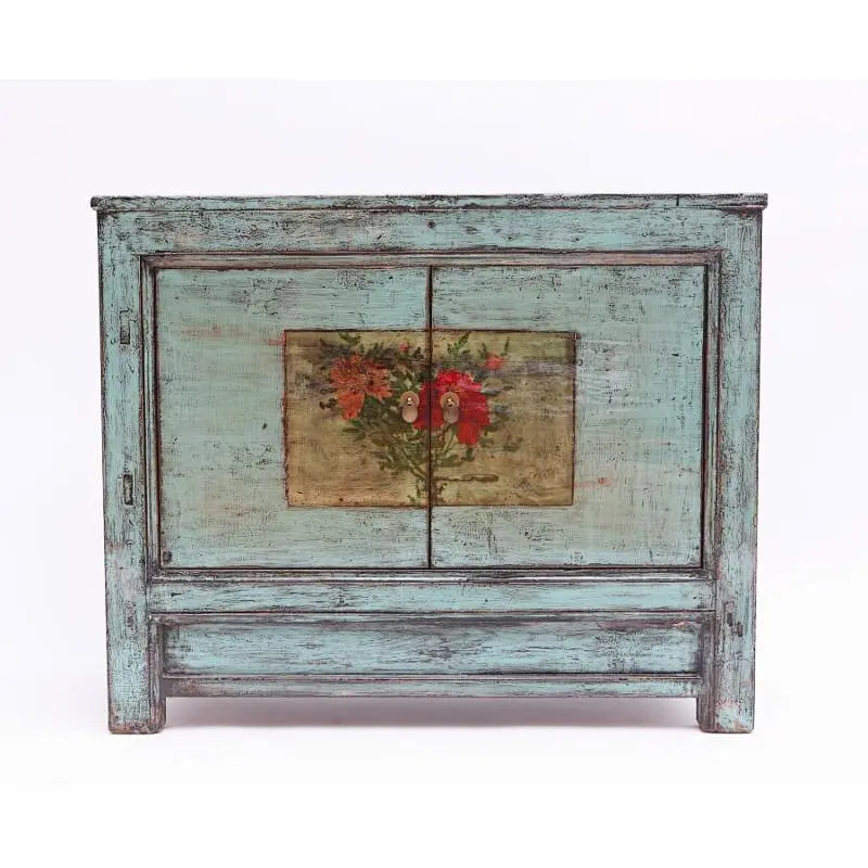 Chinese antique Mongolia painted distressed cabinet