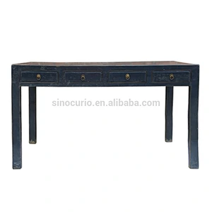 Asian antique furniture rustic office desk drawers table
