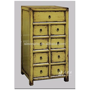 Antique oriental solid wood antique furniture painted file cabinet