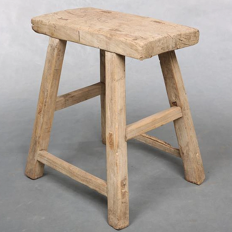 Chinese Antique Distressed Recycled Solid Wood Country Stool