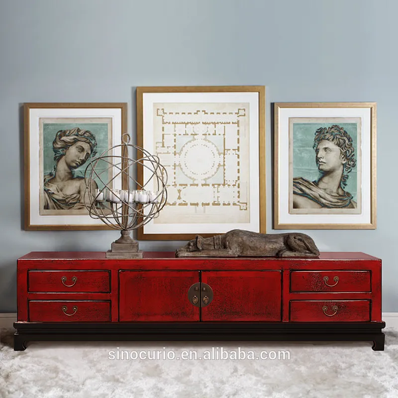 Antique distressed wood tv stand