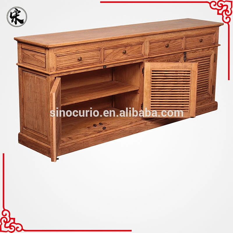 European style vintage oak wooden sideboard buffet