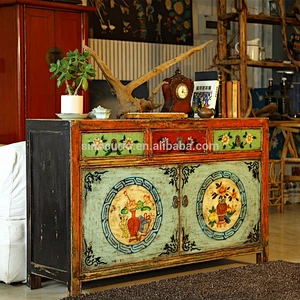 Chinese Antique furniture living room sideboard cabinet hand painting