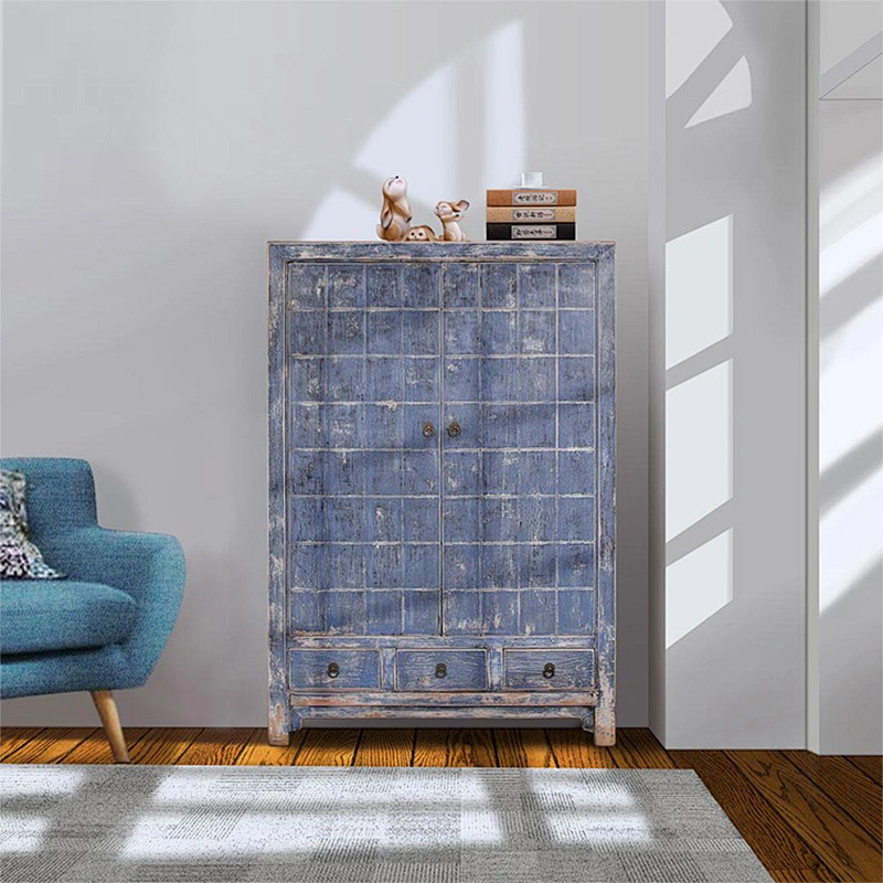 Antique hand painted classic furniture solid wood living room cabinet