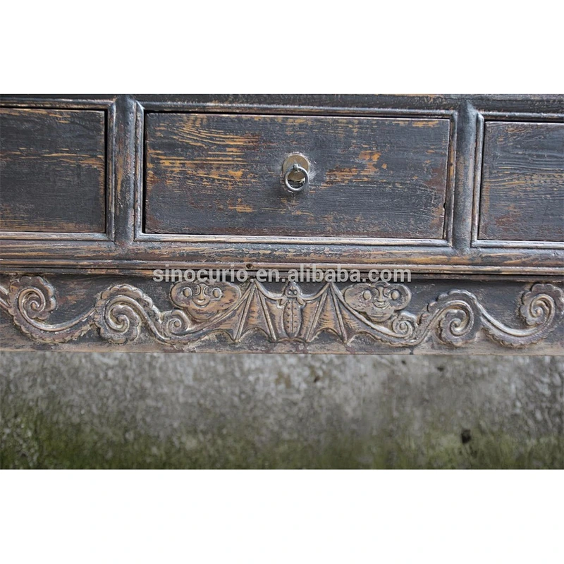 Antique chinese style long drawers recycle wood entry hall wall console table