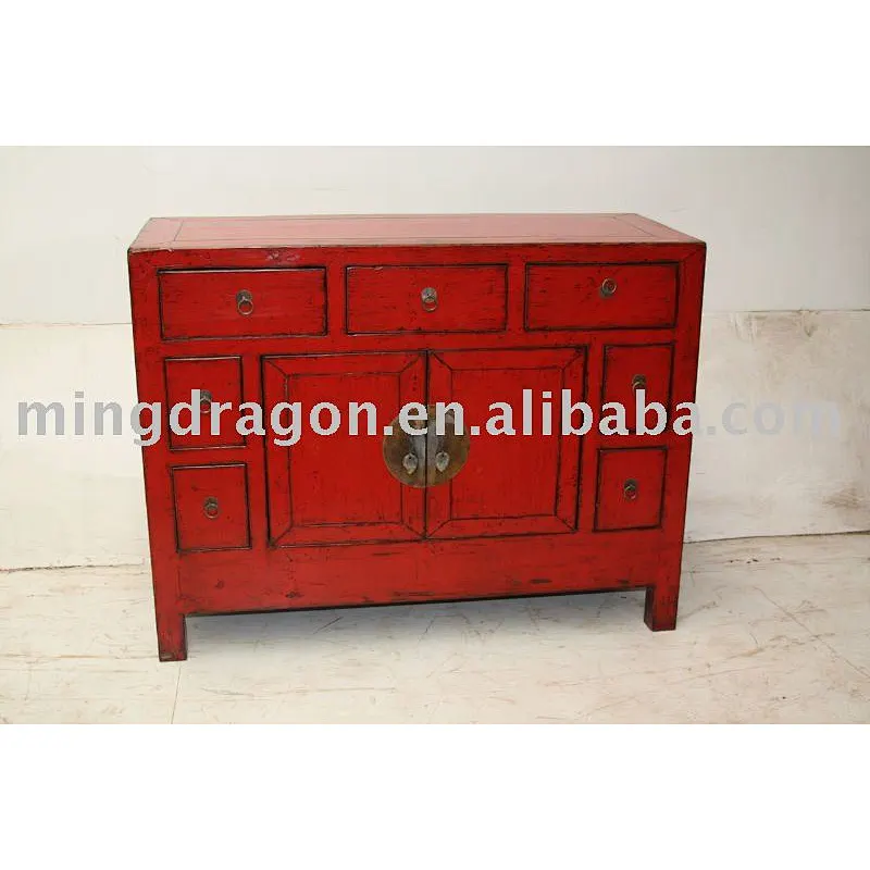 antique Chinese red drawer sideboard