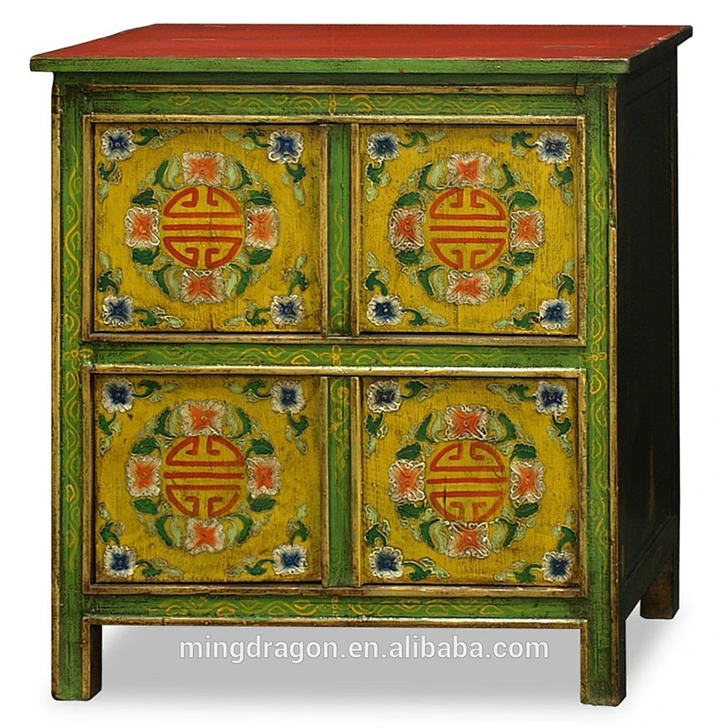 Chinese Antique Furniture Tibetan Painted Cabinet