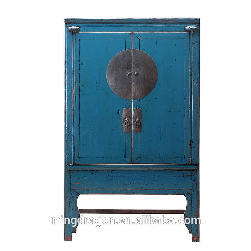 chinese antique solid wood distressed shiny wardrobe