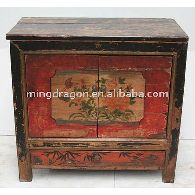 Chinese Mongolia Antique Furniture Painting Cabinet
