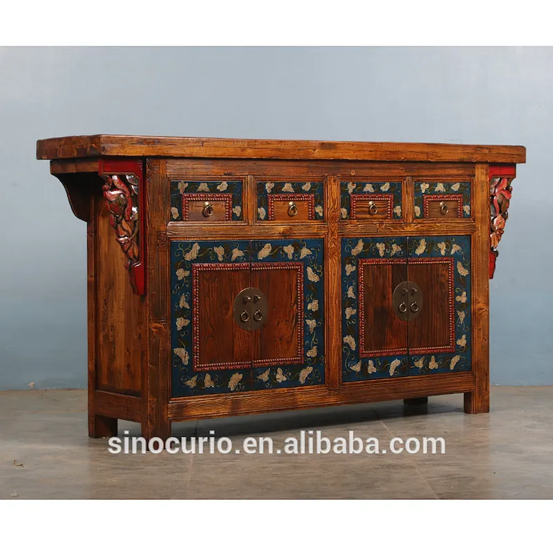 Chinese Antique Wooden Carved Sideboard Buffet