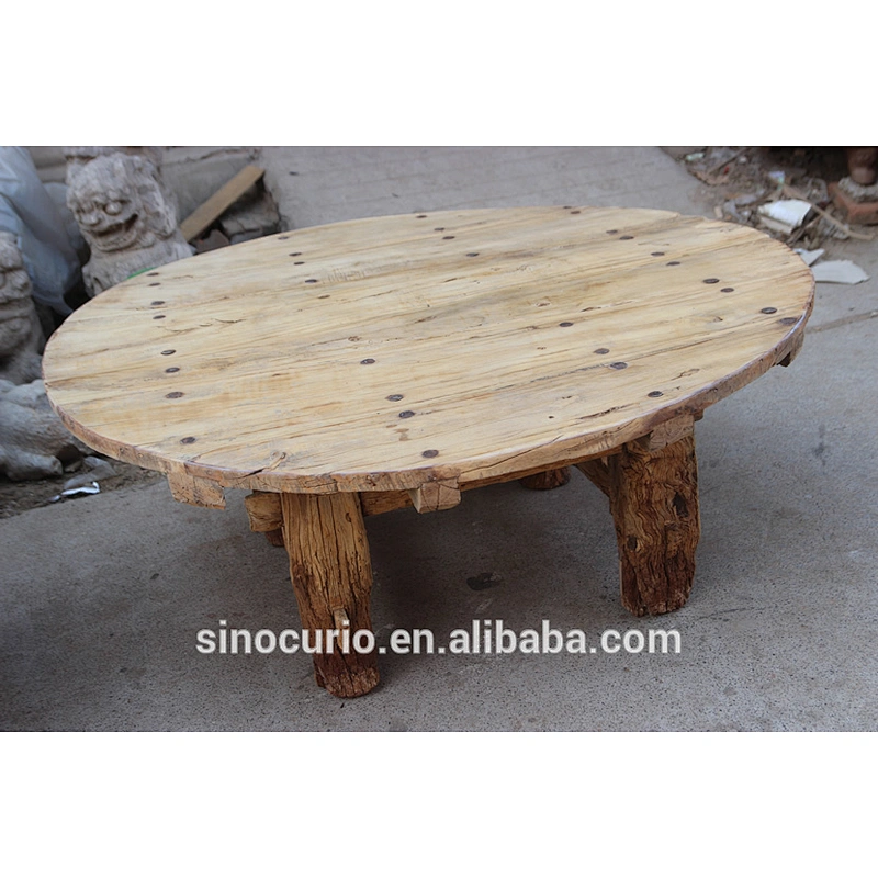 Antique living room furniture industrial style wooden round dining table