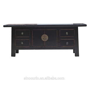 1308 Low price antique home furniture painted tv stand wooden tv table with drawers