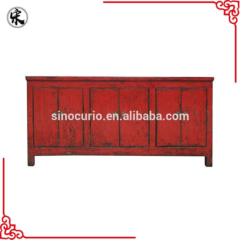 Antique Chinese Reproduction Buffet cabinet red sideboard