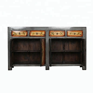 Wholesale Chinese solid wood reproduction hand painted floral cabinet furniture