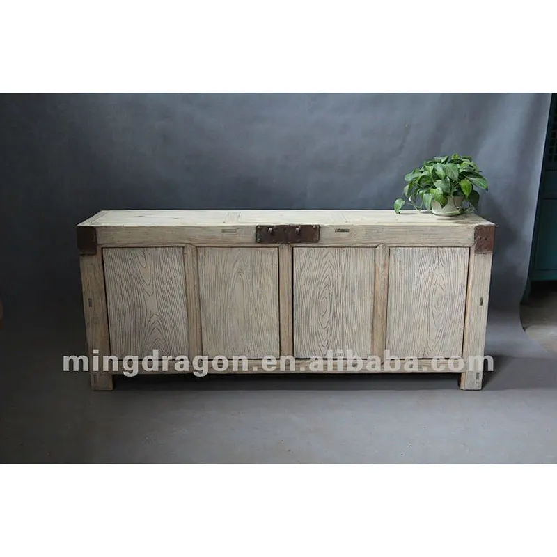 Chinese antique furniture elm wood shanxi white four door bedroom cabinet