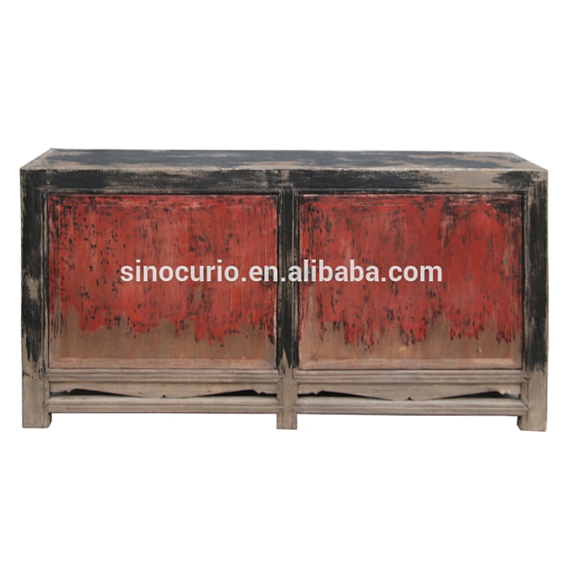 Chinese antique reclaimed boat wood painted cupboard