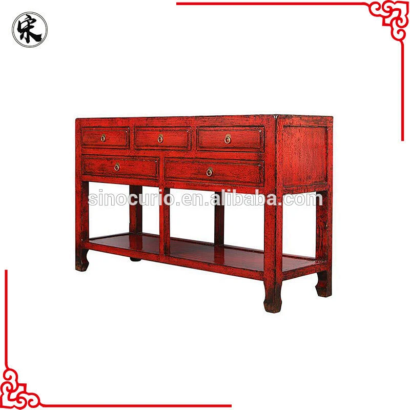 Chinese lacquer furniture- living room reproduction solid wood rustic table