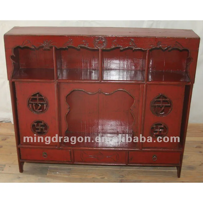 chinese antique furniture red niche for buddha