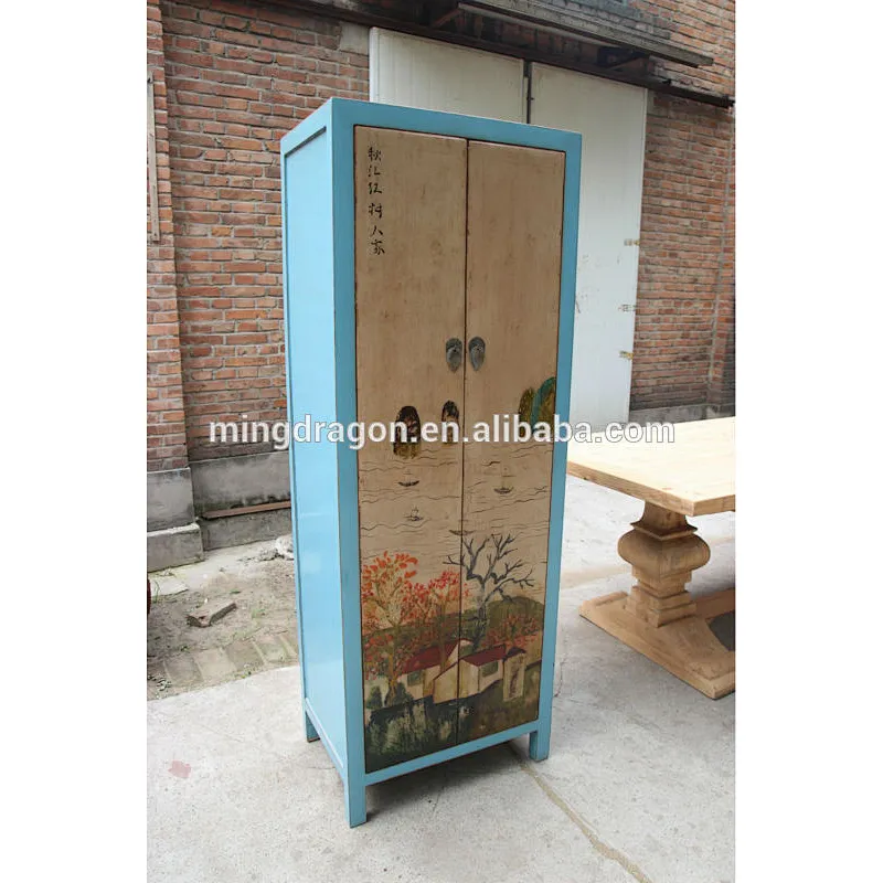 wooden wardrobe, two door with printing high cabinet