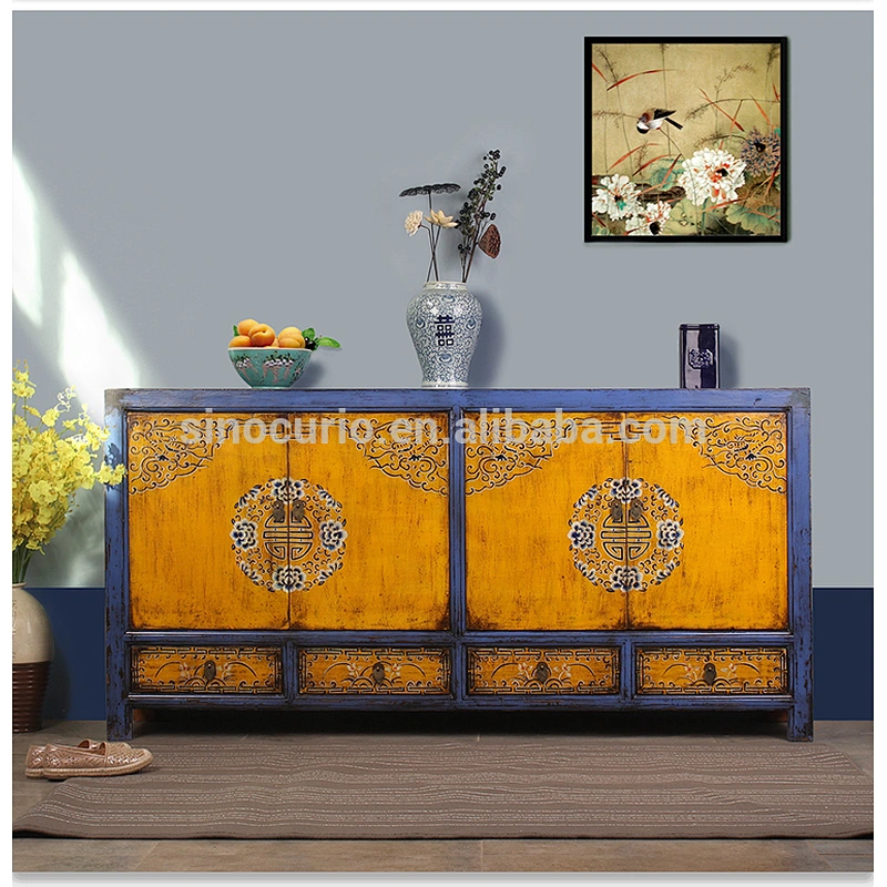 Chinese Antique furniture living room sideboard cabinet handpainting cabinet