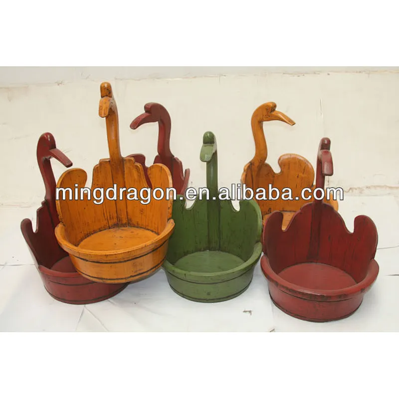 Chinese antique colorful wooden decorative barrels
