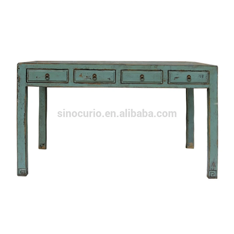 Asian antique furniture rustic office desk drawers table