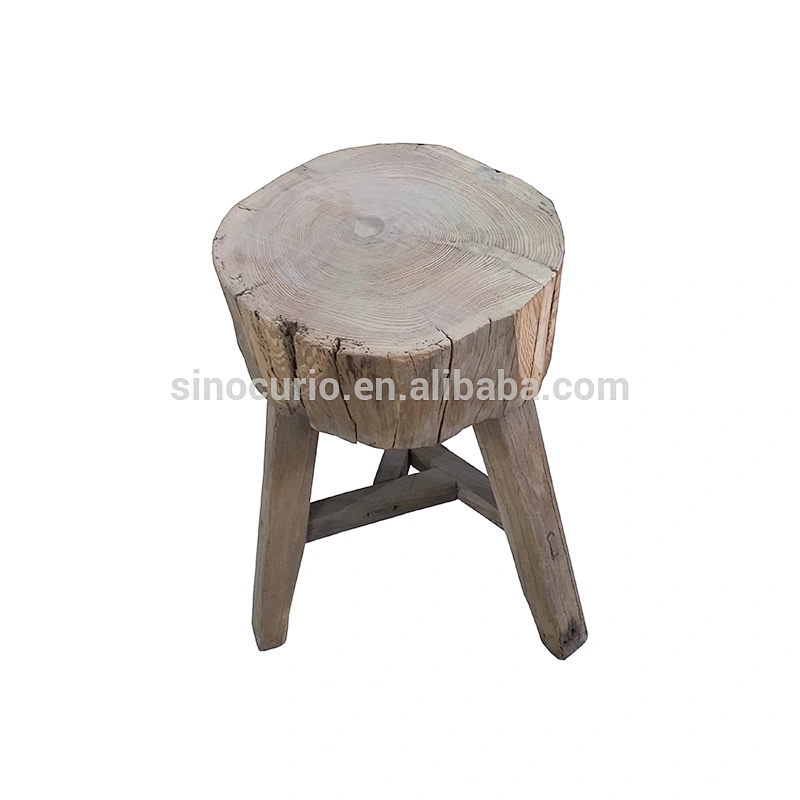 Chinese antique rustic furniture recycled thick wood stool