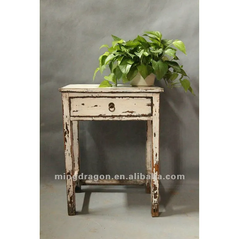 Chinese antique furniture pine wood Shanxi white one drawer table