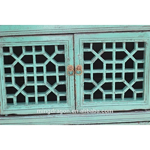 Chinese wooden antique painted rustic sideboard cabinet furniture