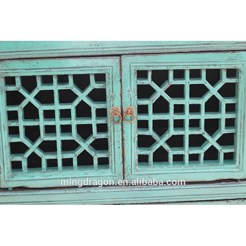 Chinese wooden antique painted rustic sideboard cabinet furniture