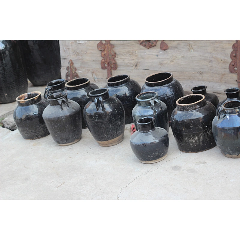 wholesale black glazed home and garden decoration black ceramic pot