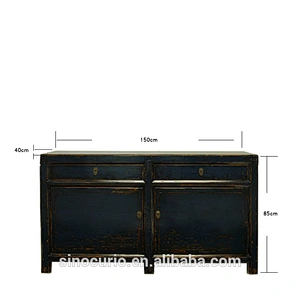 Antique Chinese Glossy Painted Sideboard Cabinet