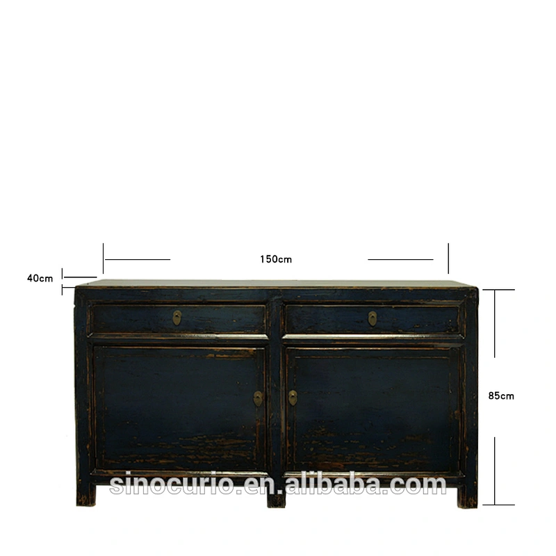 Antique Chinese Glossy Painted Sideboard Cabinet