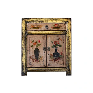 Chinese painted night stands- reproduction hand paint bedside tables