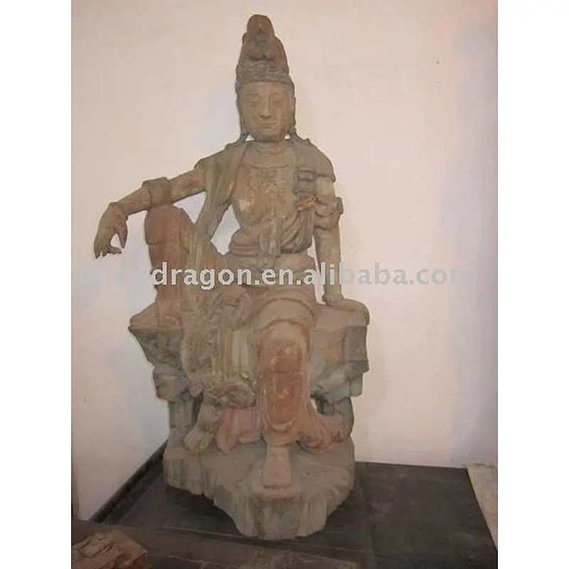 Chinese Old Hand Carved Wooden Kwan-yin Sculpture