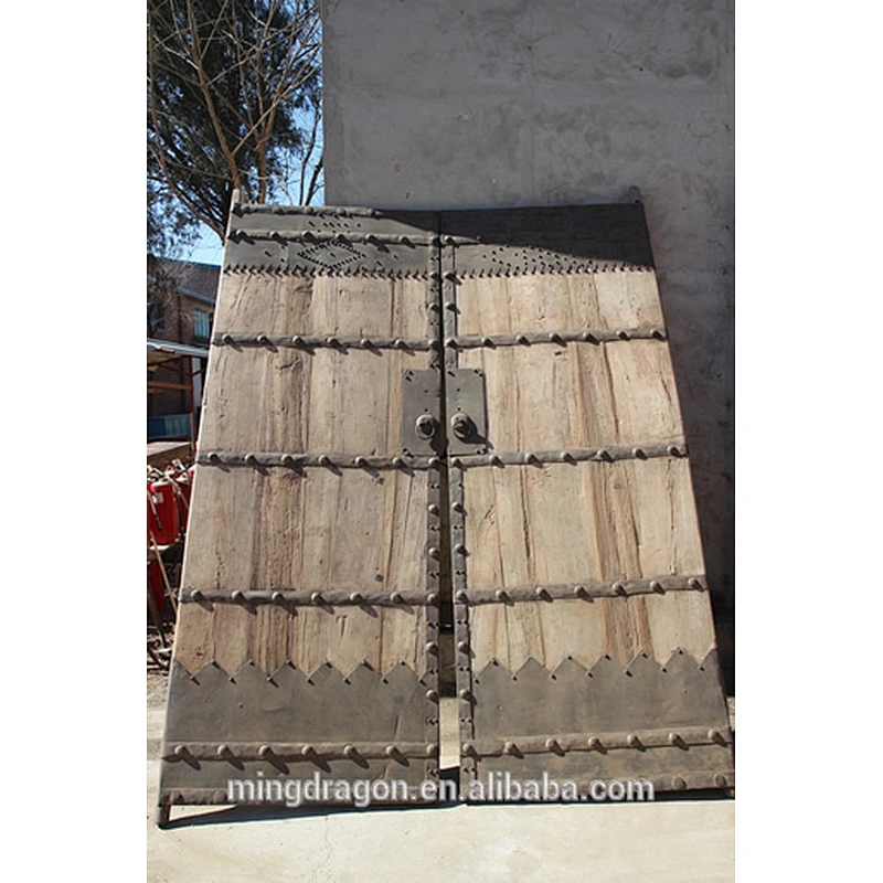 Vintage Antique Shanxi Recycle Old Elm Wood Inlaid Garden Door