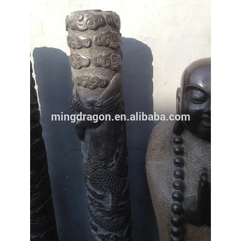 Antique garden stone dragon pillar